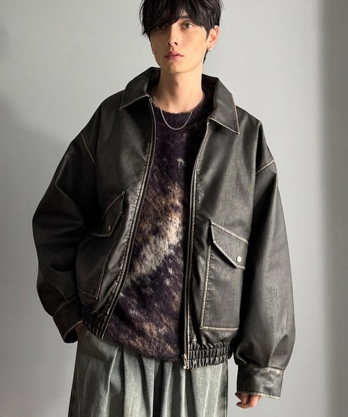 【Classical Origin】「Sランクアイテム。」ヴィンテージレザー中綿入りブルゾン／Vintage Leather Padded Blouson co1320001