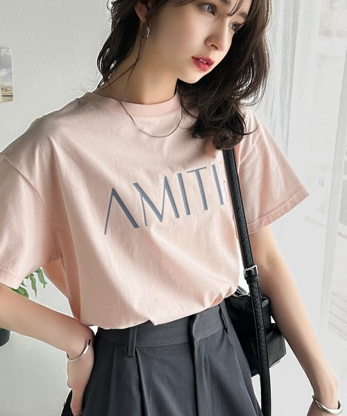 ワンランク上の大人シンプルベーシック。シルケット加工フロッキープリントTシャツ（半袖） ce1020202