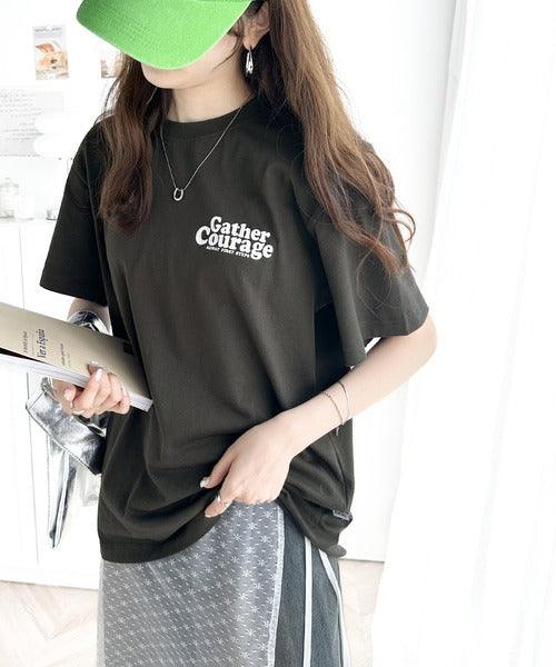 大人カジュアル。綿100％ワンポイントロゴTシャツ mo1310041