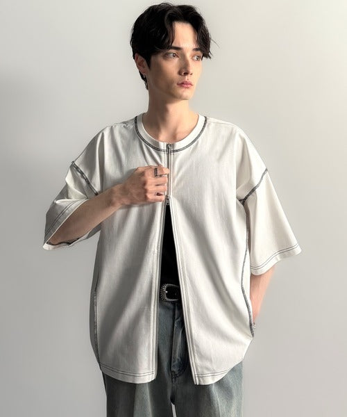 【Classical Origin】「1枚でも羽織でも。」インサイドアウト仕様2wayダブルジップTシャツ／Inside-Out Oversized Double-Zip 2way T-Shirt co1150018