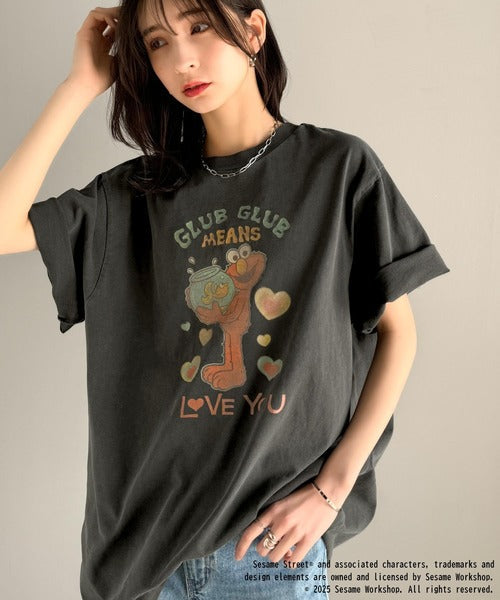 大人カジュアルにハマる。綿100％セサミキャラピグメント加工ビッグTシャツ cm1330004