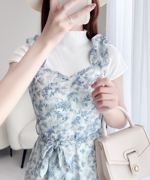 【mily bilet】存在感抜群の主役級item。花柄シフォンバルーンキャミワンピース mi1139045