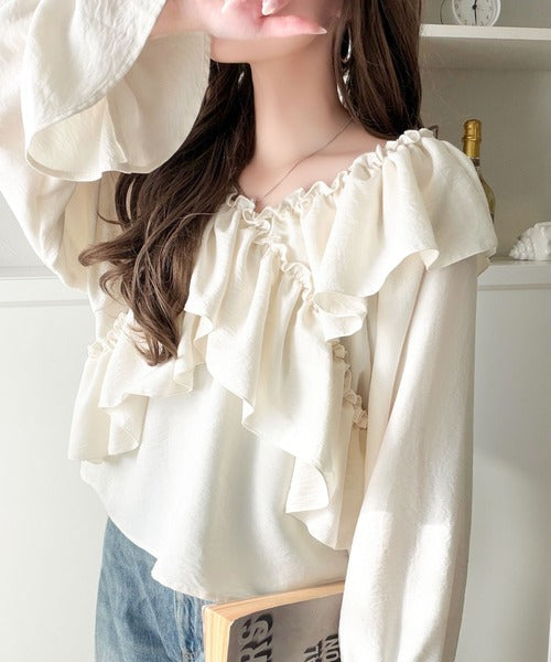 【mily bilet】大人の甘さがちょうどいい♪オフショル2wayキャンディースリーブカシュクールブラウス（長袖） mi1019127