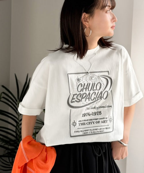 《JaVaジャバコラボ》シンプル派にも推したい！綿100％グラフィック刺繍Tシャツ（半袖） jv1050356