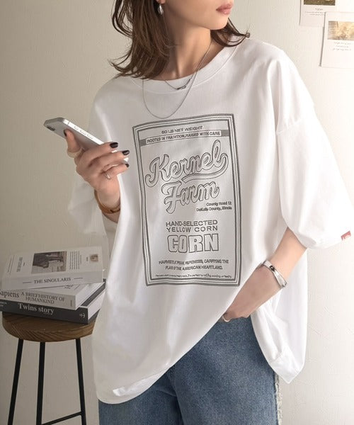 《JaVa ジャバコラボ》【接触冷感機能付き】ゆるっと着て、しっかり洒落る。前後2wayパッケージロゴ風刺繍ビッグTEE（半袖） jv1260554
