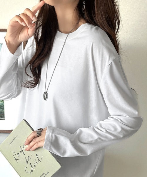 品よく、楽ちん。大人の余裕が漂う。シルケット素材 レイヤード ラウンドヘム 長袖 ロンTEE ce1020296