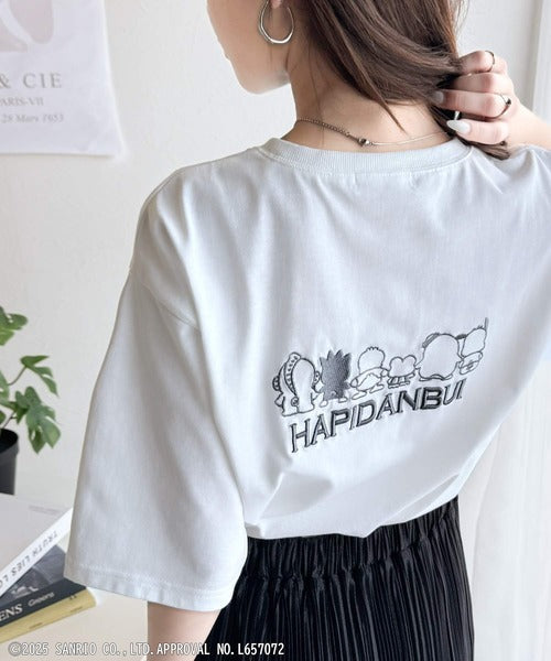 【Sanrio characters/サンリオキャラクターズ】人気キャラ大集合！はぴだんぶいバック刺繍ビッグTシャツ(半袖) ce1350004