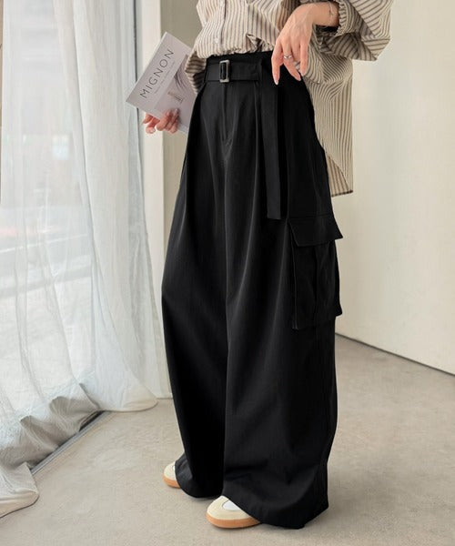 一着で、ラフなのにキレイを叶える◎2タックロングベルト付きカーゴパンツ ce0940264