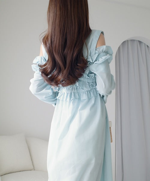 【mily bilet】袖取外し可能で着こなし自在！マルチウェイビスチェドッキングストライプシャツワンピース mi1019082