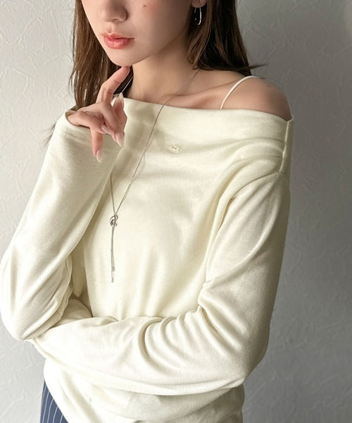【mily bilet】アシメデザインで美しく。シェルボタン使いドレープカットソー（長袖） mi1329031