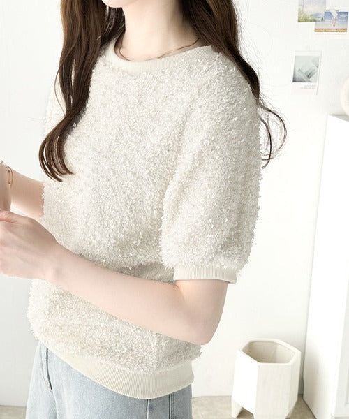 【mily bilet】上品な可愛さ。テープモール半袖カットソー mi1029049