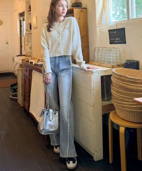 【mily bilet】やわらかな優しさ、漂う気品。前後2wayプレート使いケーブルニットカーディガン（長袖） mi1029140
