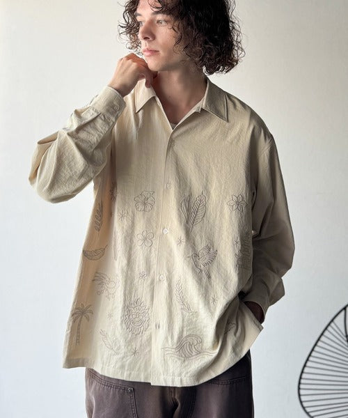【Classical Origin】刺繍で魅せる存在感。オリジン刺繍キャンプカラーシャツ／Origin Embroidered Camp Collar Shirt co1150053