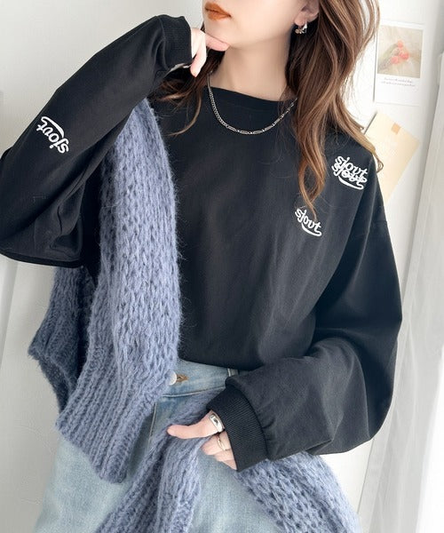 《Javaジャバコラボ》散りばめられたロゴ刺繍がトレンド感満載。コットン100%長袖プルオーバー jv1050219