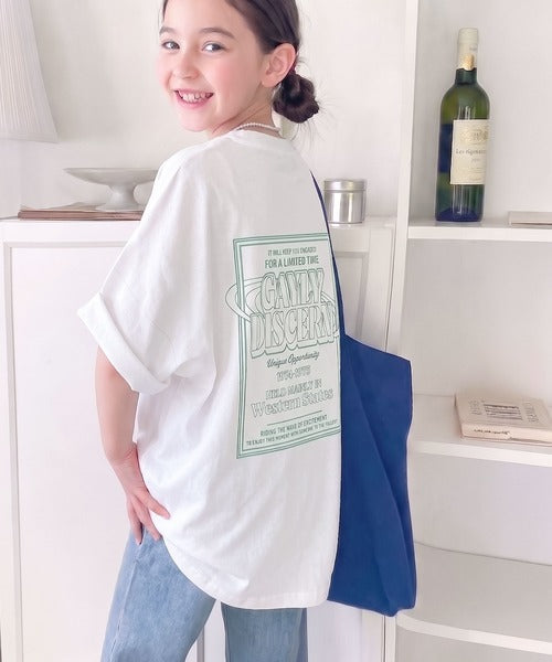 【キッズ】《JaVaジャバコラボ》親子お揃い リンクコーデできちゃう！前後2way 綿100％ロゴプリントTシャツ(半袖) jk1050136
