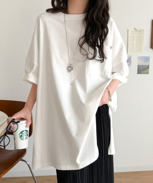 《JaVaジャバコラボ》大人のこなれ感漂う。 綿100％ビッグポケットオーバーサイズTシャツ（半袖） jv1260540