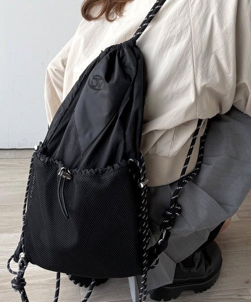 《JaVaジャバコラボ》軽量×大容量。メッシュ使いドローコード ナップサック jv1159055