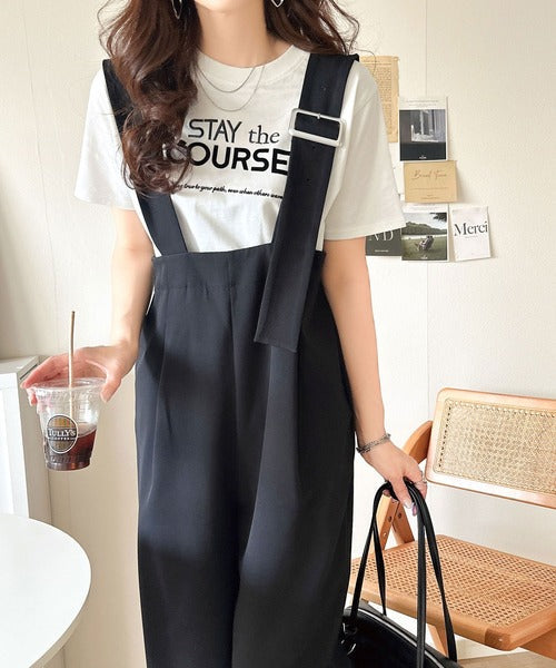 【sustaina+】シンプルなのに格上げ感抜群。オーガニックコットン100%前後2wayロゴ刺繍＆フロッキーTシャツ(半袖) ce1260399