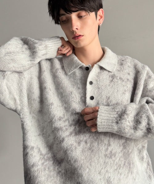 【Classical Origin】「まるで毛布。」モヘアライクシャギー素材ニットポロシャツ／Mohair-Like Shaggy Knit Polo Shirt co0780004