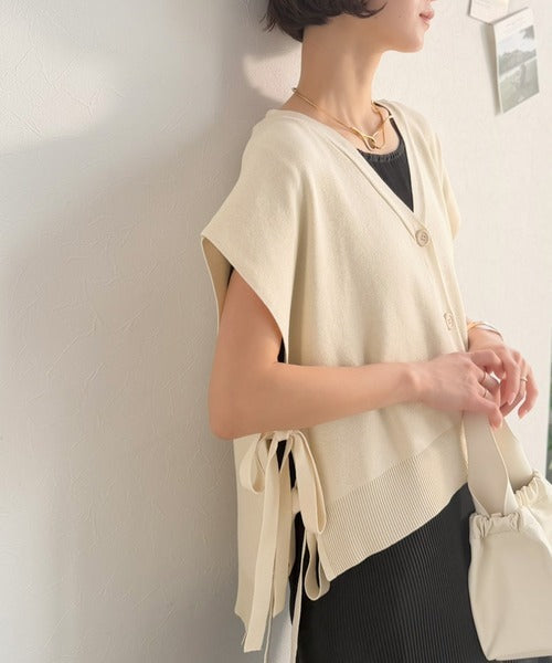 【Classical Evon】楽ちんと上品は、欲張れる。 ニットベスト×プリーツカットストレートワンピース（セットアップ） ev1260621