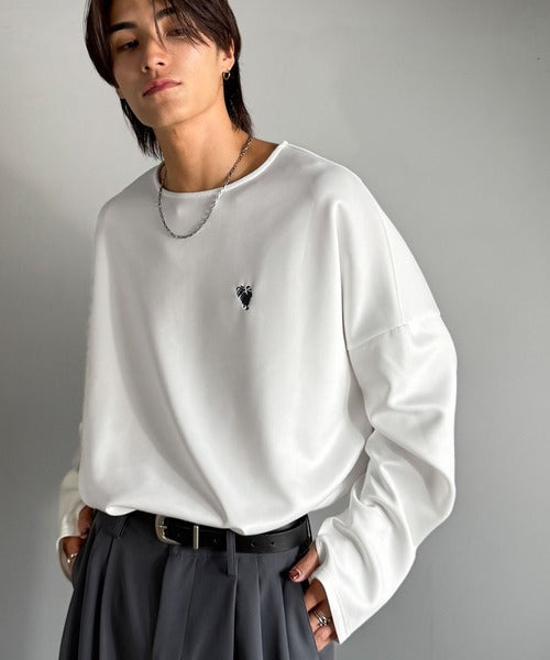【Classical Origin】「洗練モードな一枚」。Double-Knit Fabric Thumb Hole Dolman T-Shirt／ダンボール素材サムホール付きドルマンTシャツ（長袖） co1010031