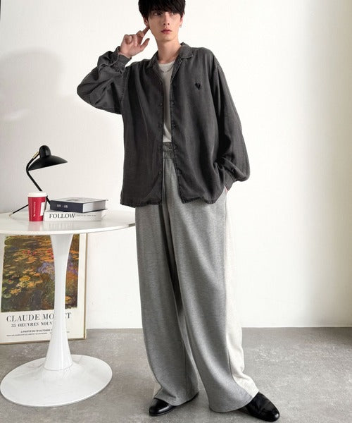 【Classical Origin】「至福のひととき。」ルーズフィットオープンカラーデニムシャツ（長袖）/Loose Fit Open Collar Denim Shirt co1150038
