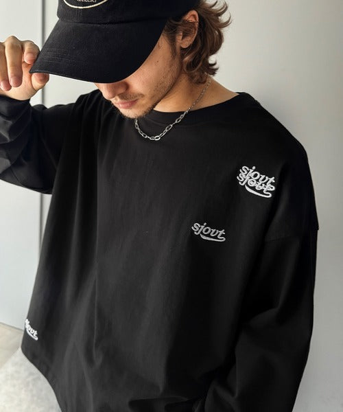 《Javaジャバコラボ》ランダムロゴ刺繍綿100%長袖カットソー jm1050219