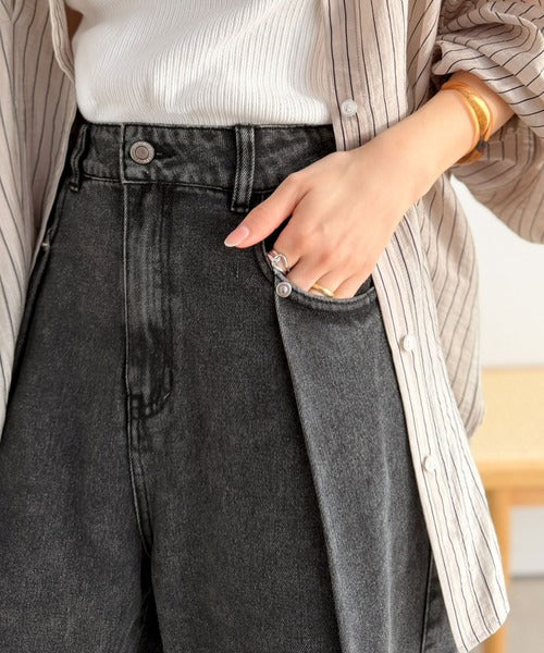 《JaVaジャバコラボ》頑張らない日の“正解ボトム”。フロントタックハイウエストコクーンデニムパンツ jv1400007