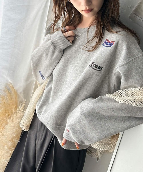 《Javaジャバコラボ》着るだけで今っぽさ叶う。ランダム刺繍クロップド丈裏起毛スウェット jv1050234