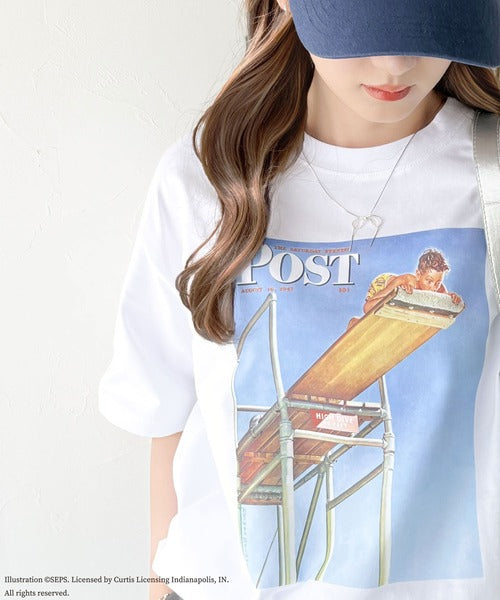 『THE SATURDAY EVENING POST』×クラシカルエルフ 別注グラフィックTシャツ【Boy on High Dive】 ce1260279