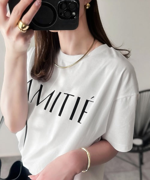 ワンランク上の大人シンプルベーシック。シルケット加工フロッキープリントTシャツ（半袖） ce1020202