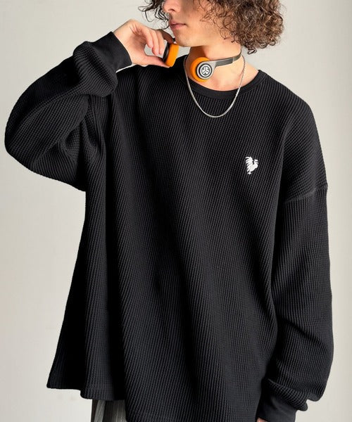 【Classical Origin】「ヘビーウェイト一択。」綿100％ワッフルクルーネックビッグTシャツ／Cotton 100% Waffle Crew Neck Big T-Shirt co0780014