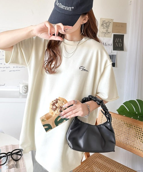 袖口くるりん。ワンポイント刺繍ハーフスリーブ裏毛Tシャツ ce1260259