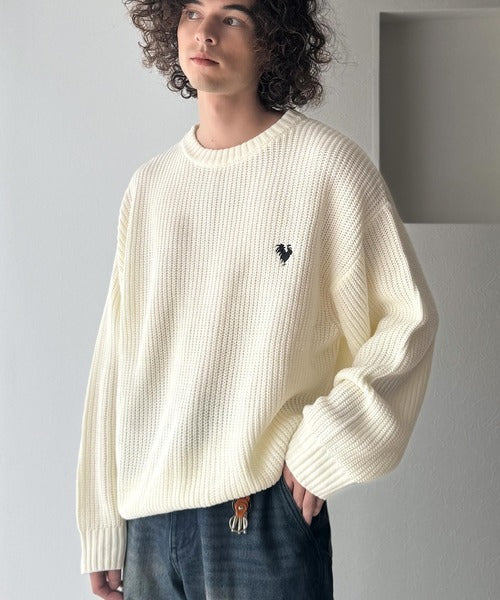 【Classical Origin】「究極スタンダード」畔編みオーバーサイズクルーネックセーター ／Oversized Ribbed Knit Crew Neck Sweater co0780012