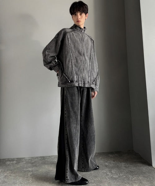 【Classical Origin】「都会的スタイル。」綿100%ヴィンテージ加工フリンジデニムジャケット/100% cotton vintage fringe denim jacket co1010028