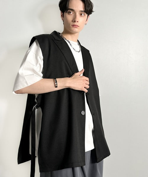 「日常をアップデート。」ピークドラペル仕様エレガントセミロングベスト／Peak Lapel Elegant Semi-Long Vest co1010009