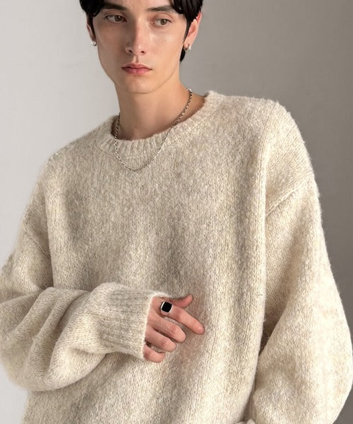【Classical Origin】「深みのある大人に。」クルーネックミックスカラー糸ニット（長袖）/Crew neck mixed color knit ao1020308