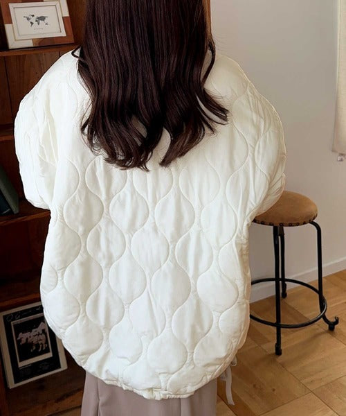 【mily bilet】フェミニンに着こなせる秋冬アウター。リボン使いパイピング配色キルティングモンスターコート mi1019060