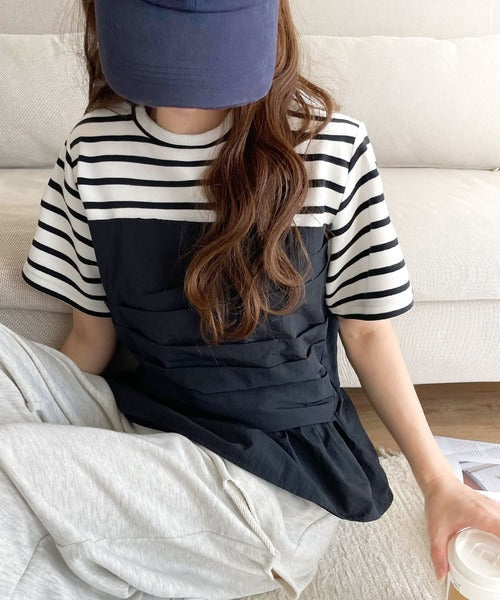 簡単おしゃれが叶う。Tシャツ×ビスチェドッキング半袖トップス ce1260345