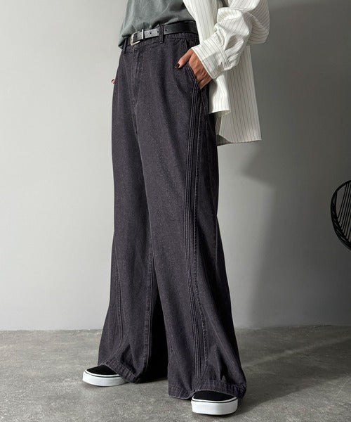 【Classical Origin】「二度見される。」サイドダブルカーブラインデニムパンツ／Side Double Curve Line Denim Pants co0900002
