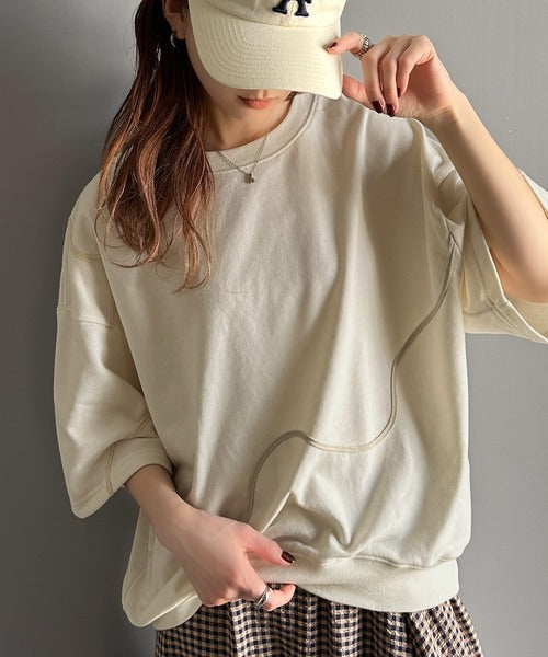 立体感のある刺繍がトレンドムード。paeanバック ウェーブコード刺繍 BIG刺繍 オーバーサイズ スウェット トップス ce1260418
