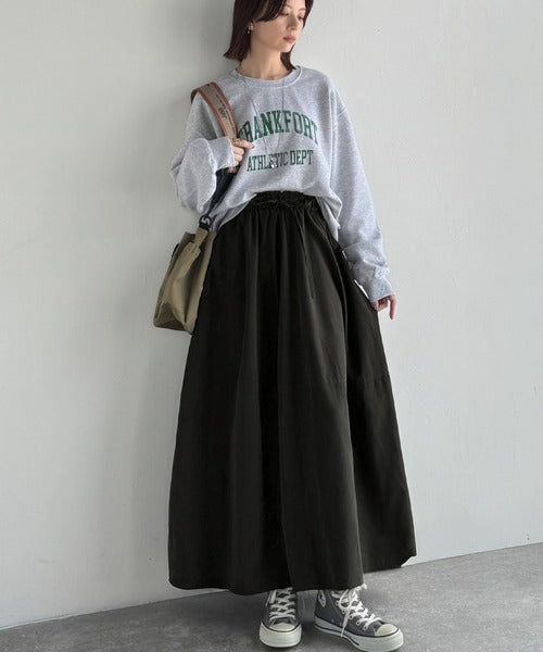 《JaVaジャバコラボ》ふんわりフォルムが可愛い◎ピーチ起毛素材コクーンシルエットロングスカート jv0940247