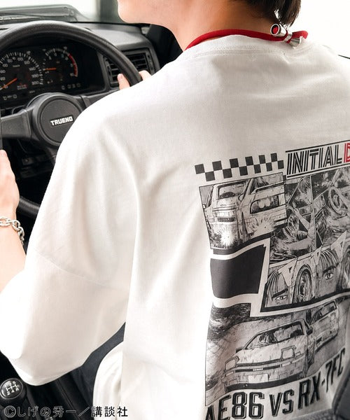 《頭文字D × JaVaコラボ》藤原拓海 vs 高橋兄弟 秋名バトルシーン グラフィック 半袖Tシャツ 【接触冷感・UVカット機能付き素材】 jo1150092