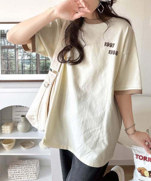 ゆるっとカジュアルに。半袖リンガーフロッキーテニスTシャツ ce1020214