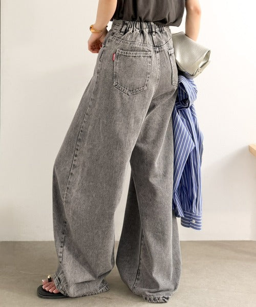 《JaVaジャバコラボ》ゆるっと可愛い、最旬シルエット。バレルレッグワイドカーブデニムパンツ jv1400004