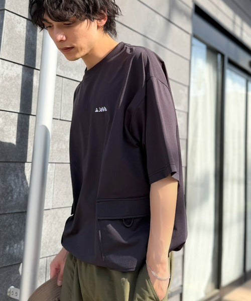 《JaVaジャバコラボ》【接触冷感・吸水速乾機能付き】便利なBIGポケット＆裾ドローコード付き！高機能マイクロメッシュTシャツ jo1150091