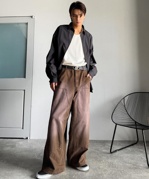 【Classical Origin】「無骨さを纏う。」綿100％ダック素材ダブルニーデザインパンツ／Duck Fabric Double Knee Detail Pants co1150058