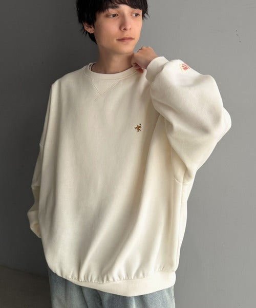 《JaVaジャバコラボ》刺繍が映える"ゆるっと"スウェット。胸刺繍ライトウェイト裏起毛ドルマントレーナー jo0780030