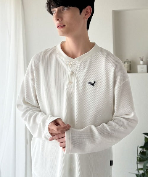 【Classical Origin】「リラックス感、こなれ感。」ピグメント加工サーマルヘンリーネックTシャツ（長袖）/Pigment-Dyed Thermal Henley T-Shirt co1150051