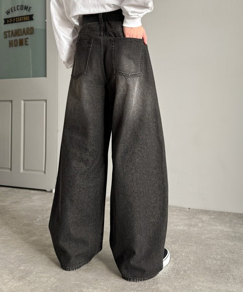 【Classical Origin】「シルエットで語る。」ブラスト加工カーブシルエットバレルレッグデニムパンツ／Blasted Curve Silhouette Barrel-Leg Denim Pants co0900007